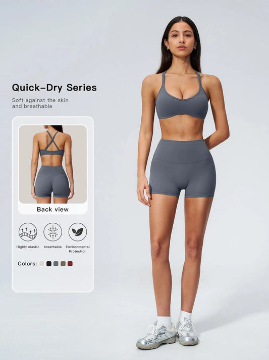 Women's High Waist Workout Set, Gym Shorts Top - image 2