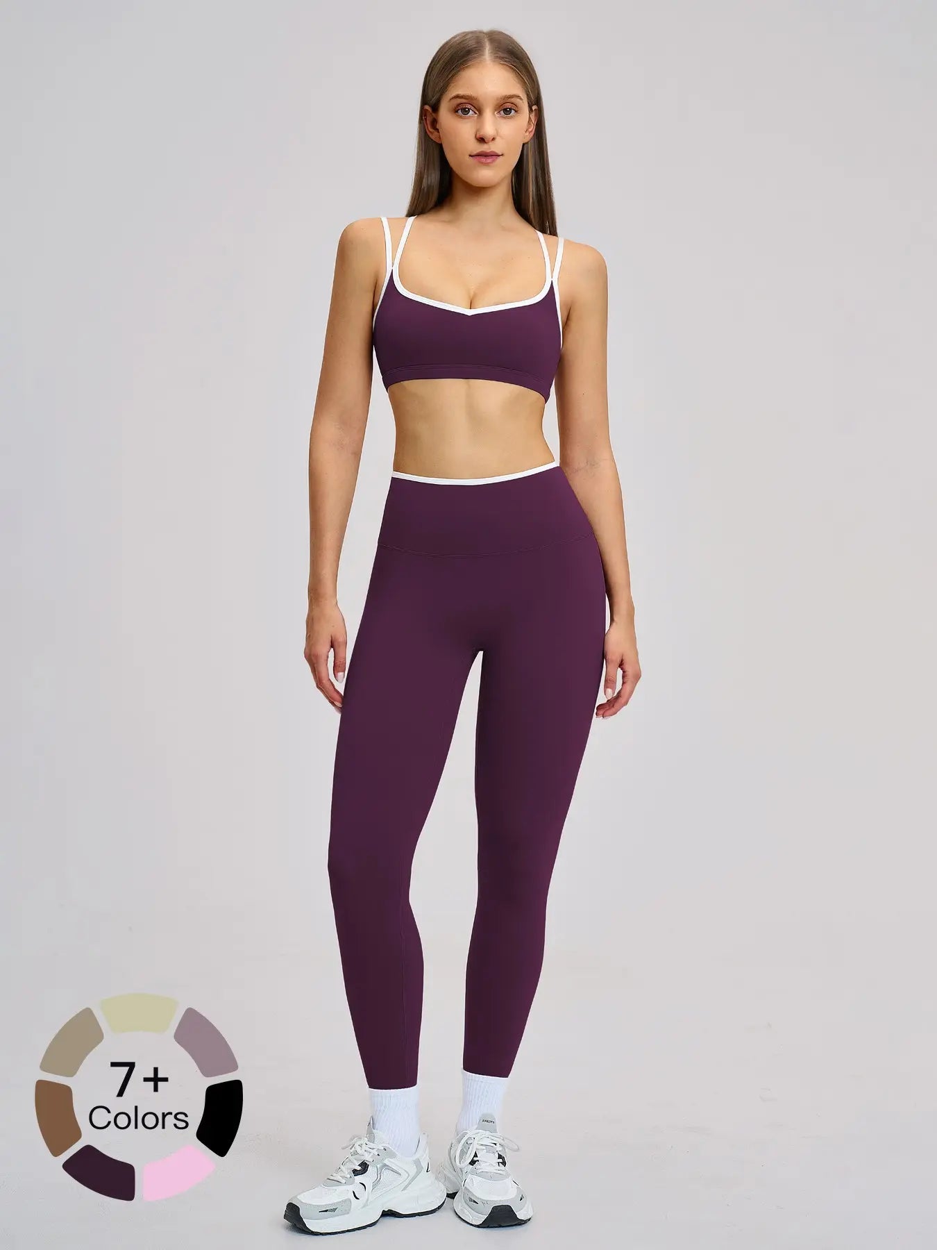 Women's Sporty Yoga Set, Solid Sports Sets