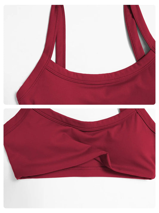 Cross-Border Textured Shoulder Straps Yoga Bra, Strappy Workout Bra - image 7
