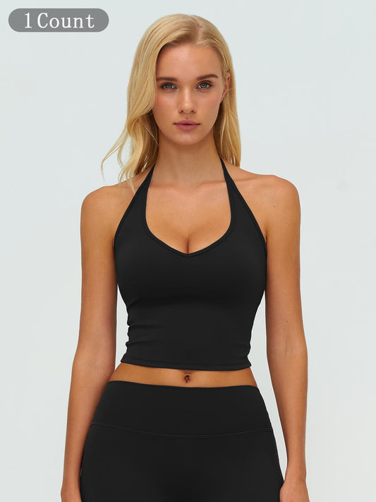 Women's V-Neck Yoga Tank Top, Casual Loose-Fitting Sports Bra - image 11