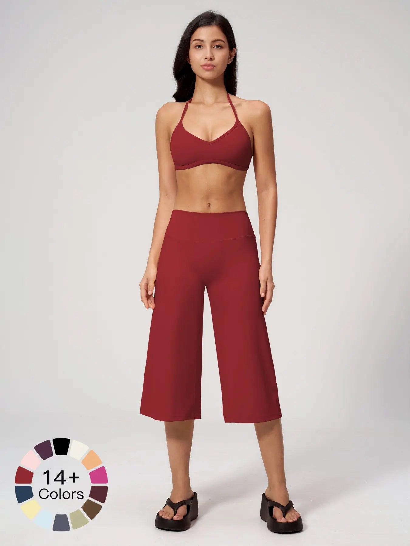 Women's Yoga Set, High-End Shock Absorption Sport Bra & Quick-Dry High-Waist Capri Pants