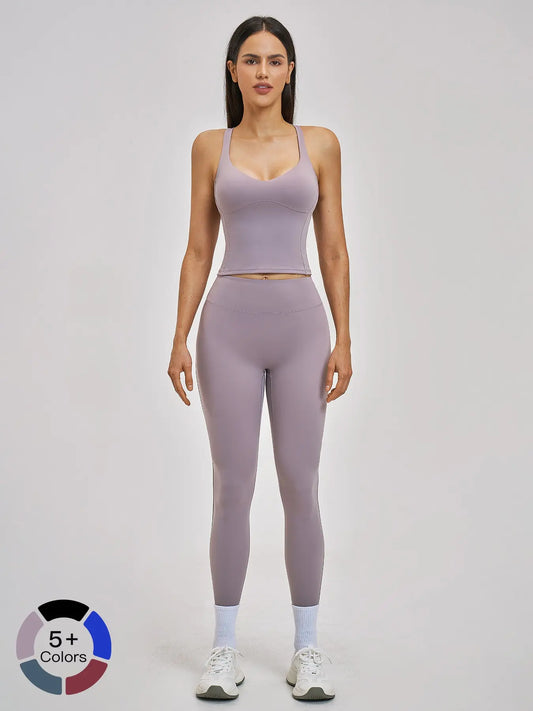 Spring Summer Fleece Sports Set, Cross Back High-End Fitness - image 2