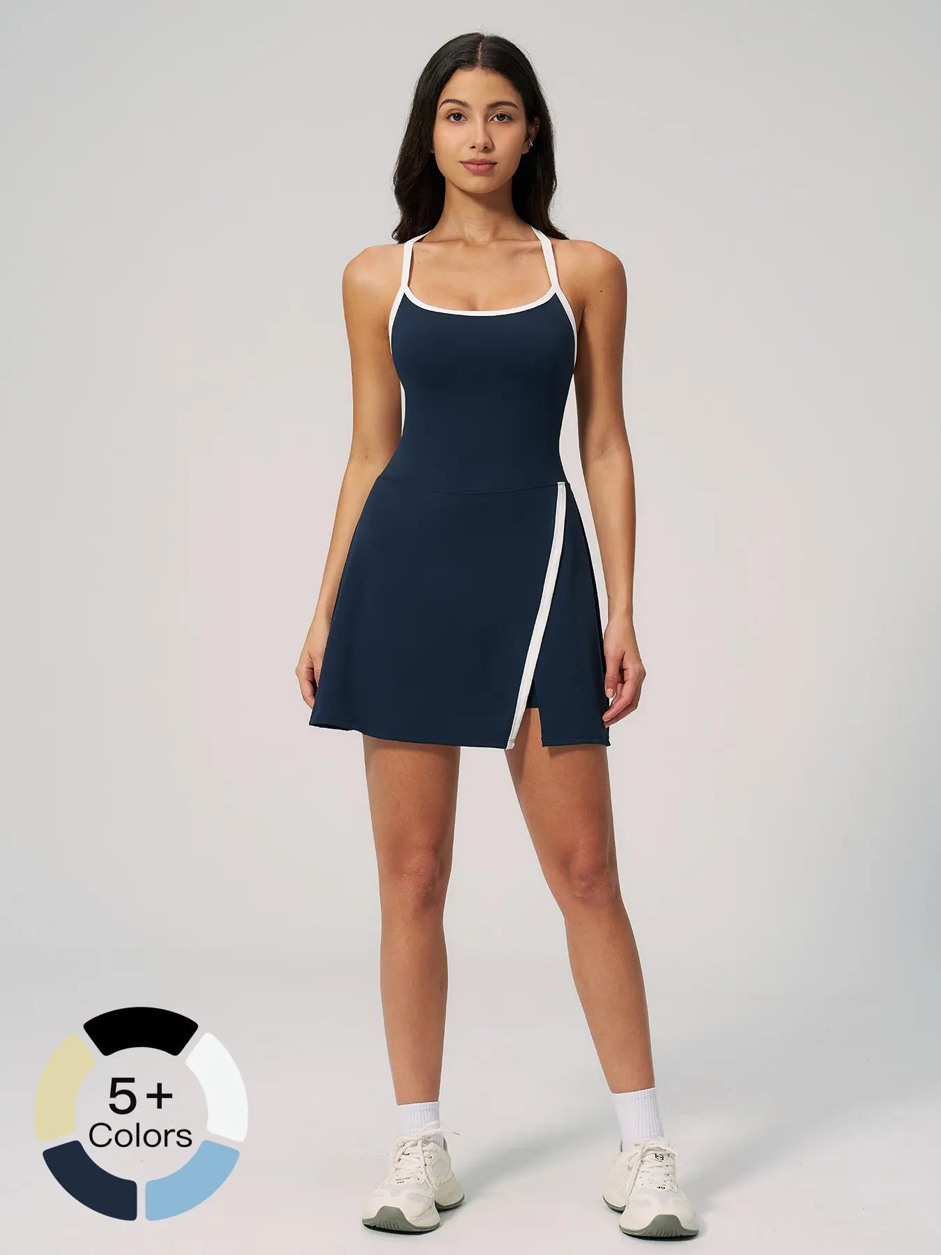 Women's Bare Feel Yoga Dress, Hollow Out Breathable Slim Fit Workout Apparel