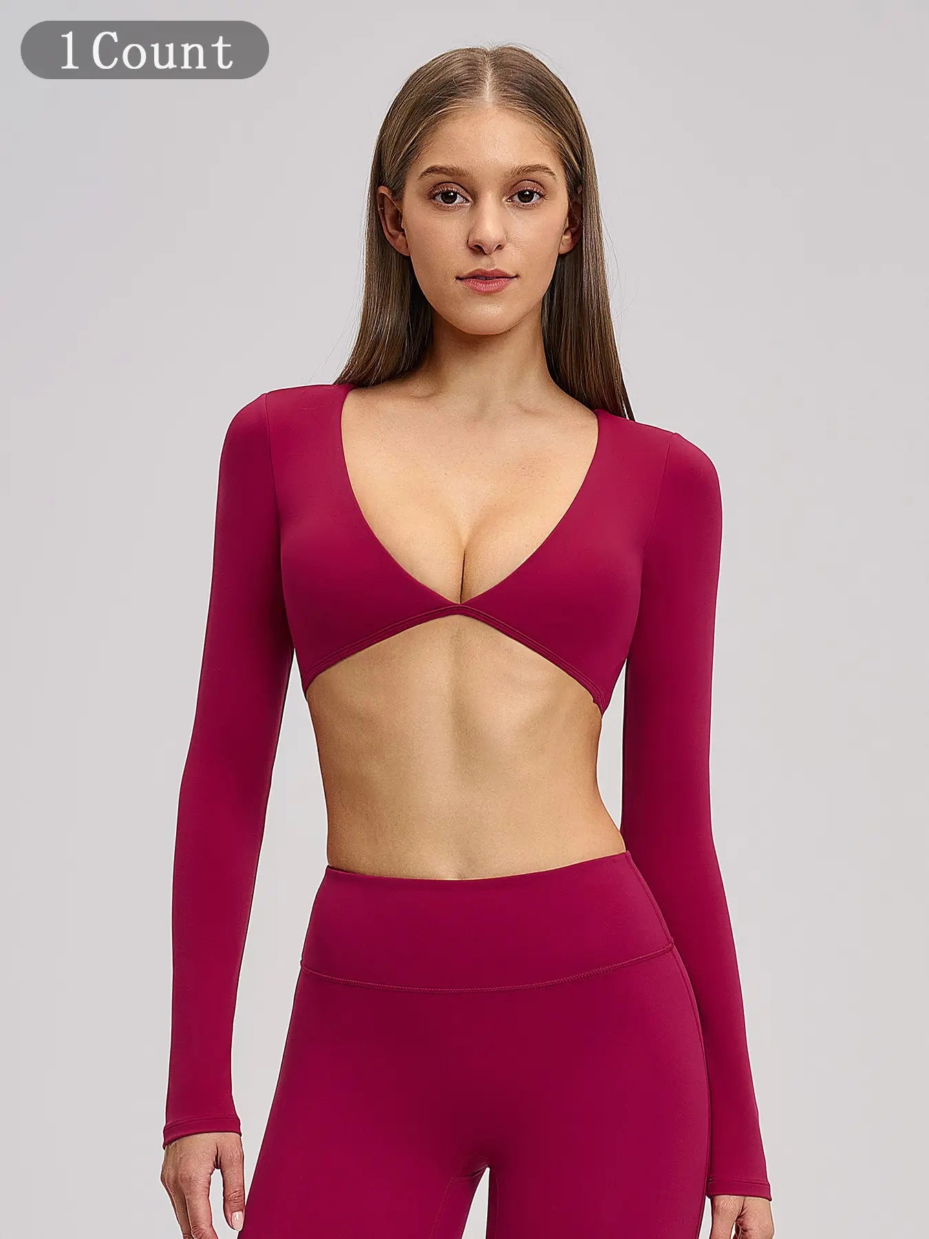 Women's Long Sleeve V Neck Yoga Top, Fashionable Short Activewear Workout Sports Shirt for Outdoor…