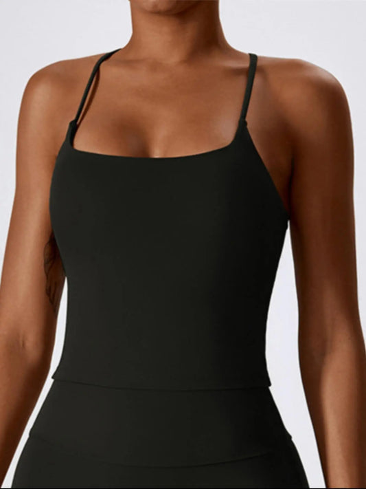 Women's Solid Criss Cross Backless Sports Vest, Casual Comfy Breathable Quick Drying Cami Top for… - image 3