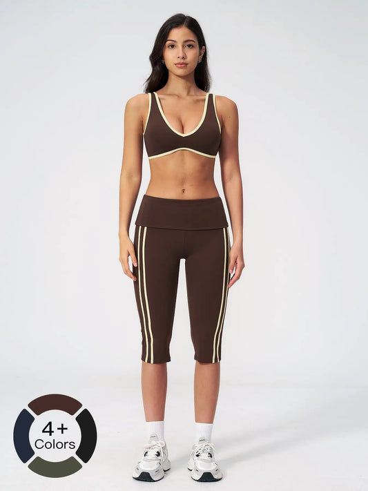 High Elastic Tight Yoga Set for Women, Flip Waist Fitness Bare Feel Sports Running Yoga - image 5