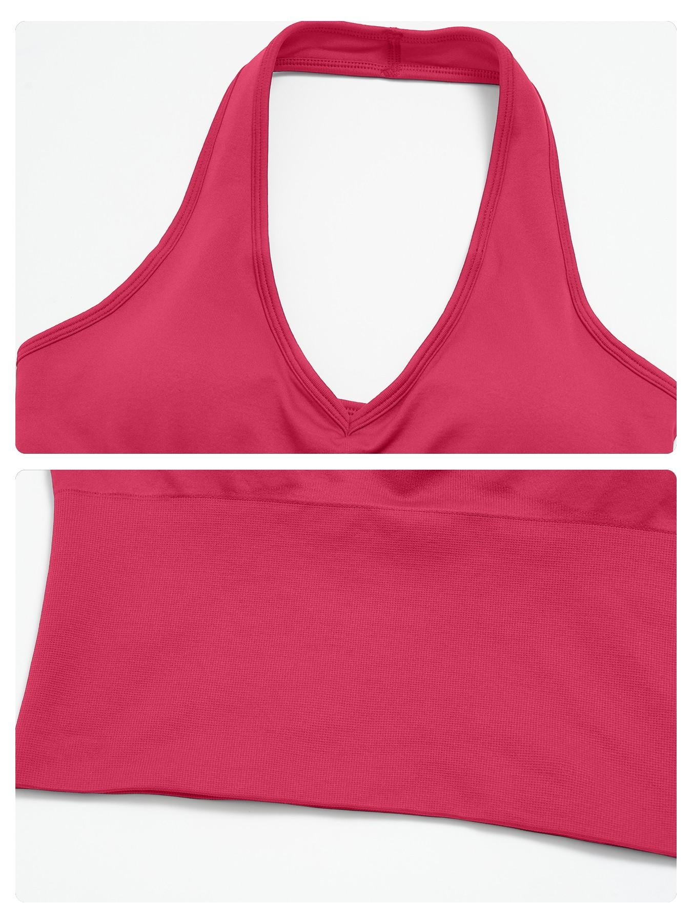 Women's Seamless Yoga Set, Knitted Halter V-Neck - image 17