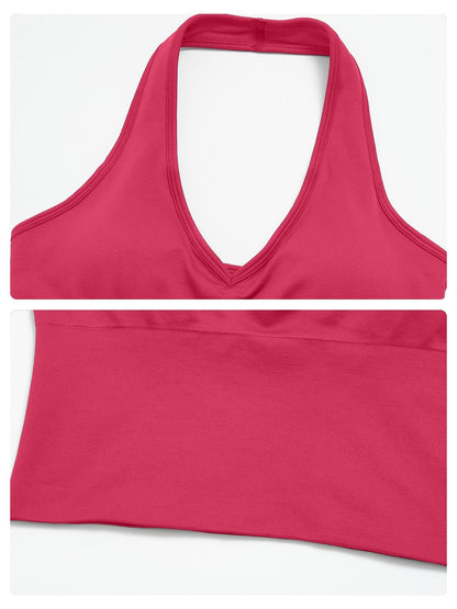 Women's Seamless Yoga Set, Knitted Halter V-Neck - image 17