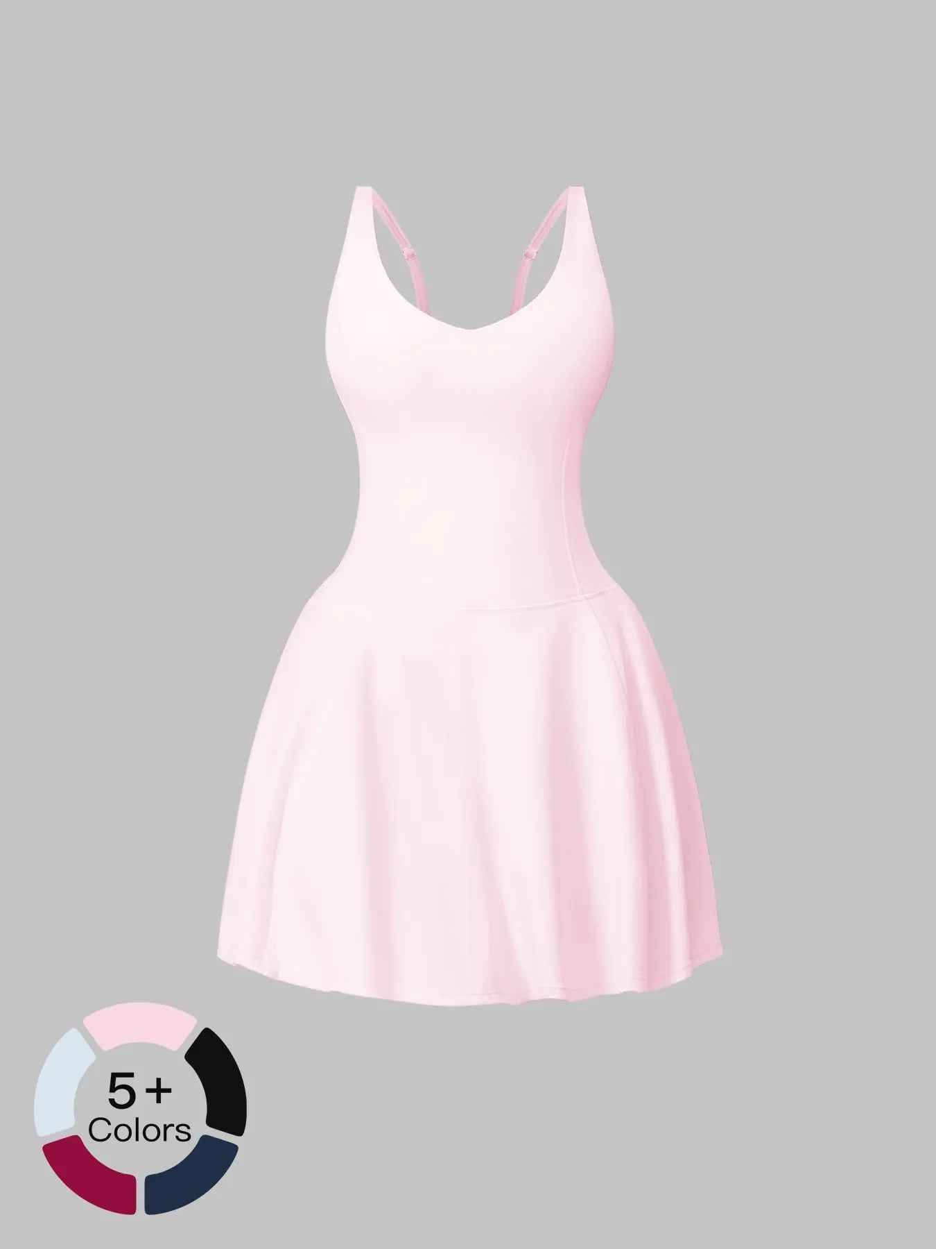Yoga Sport Jumpsuit with Side Pockets, Anti-Exposure Quick-Dry Breathable Running Fitness Tennis Dress