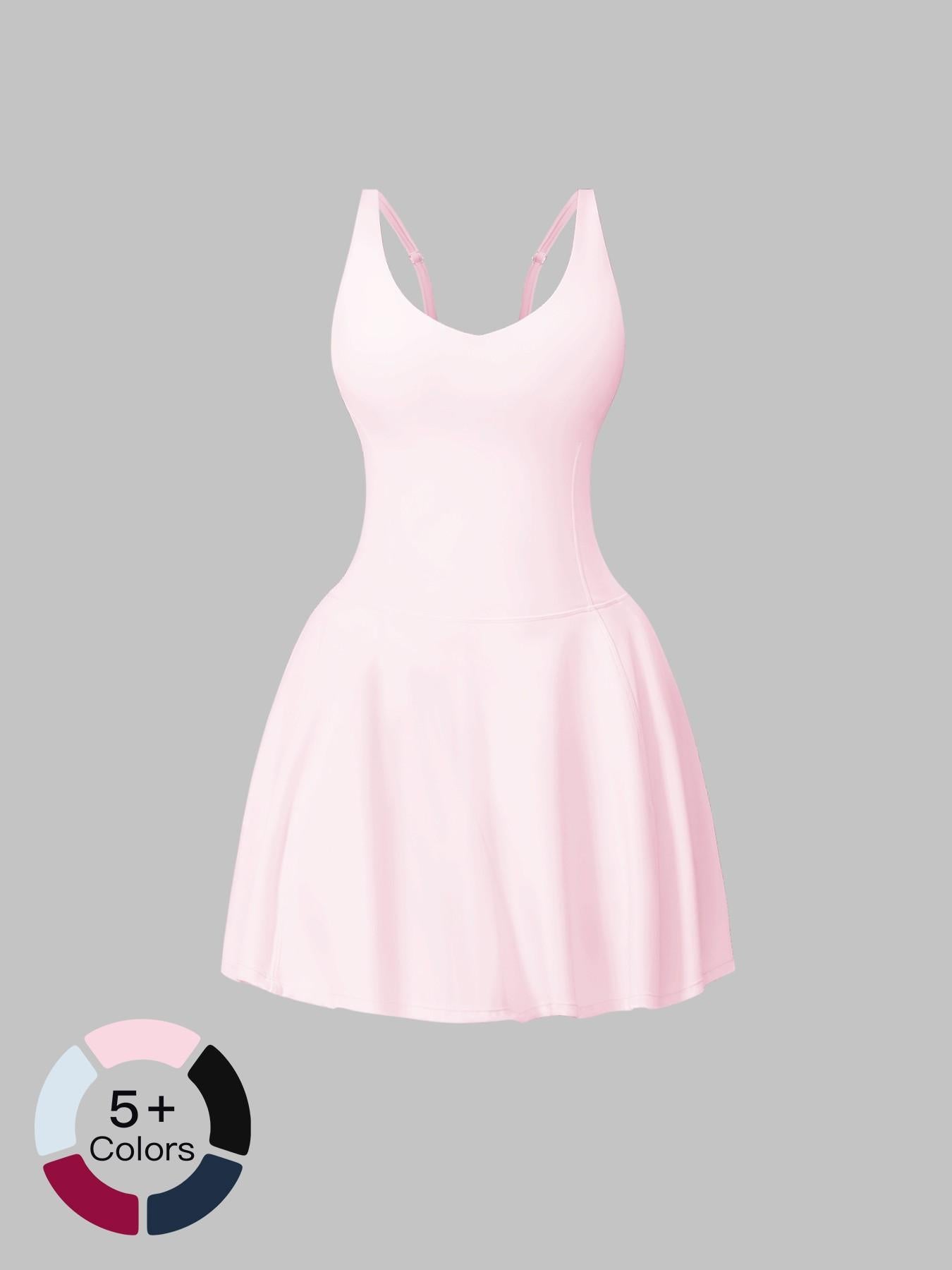 Yoga Sport Jumpsuit with Side Pockets, Anti-Exposure Quick-Dry Breathable Running Fitness Tennis Dress - image 19