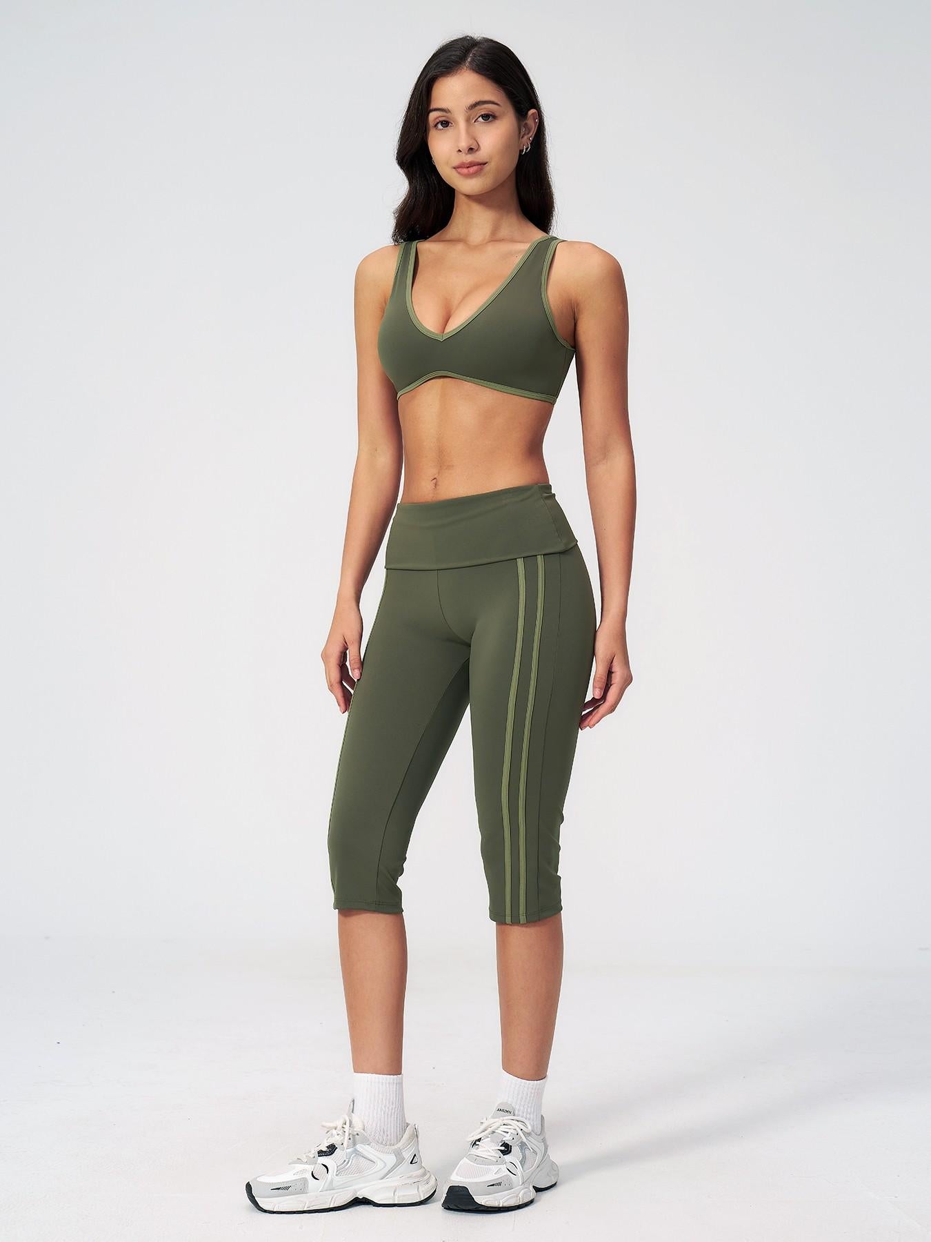 High Elastic Tight Yoga Set for Women, Flip Waist Fitness Bare Feel Sports Running Yoga - image 14