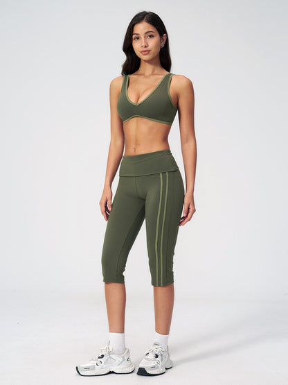 High Elastic Tight Yoga Set for Women, Flip Waist Fitness Bare Feel Sports Running Yoga - image 14