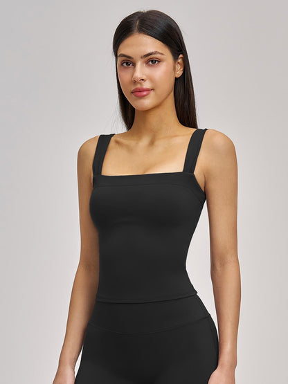 High Elasticity Square Neck Yoga Tank Top with Chest Padding, Outdoor Fitness Sports Bra for Women - image 12