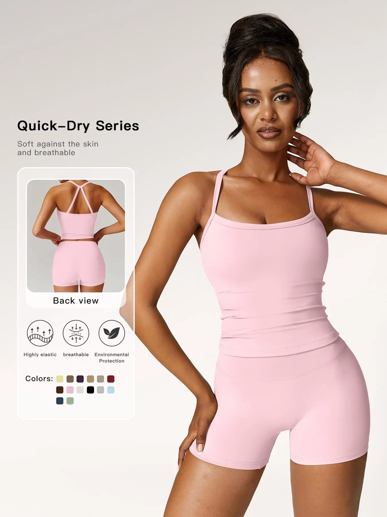 Women's Backless Cami Top & High Waist Shorts Tracksuit Set