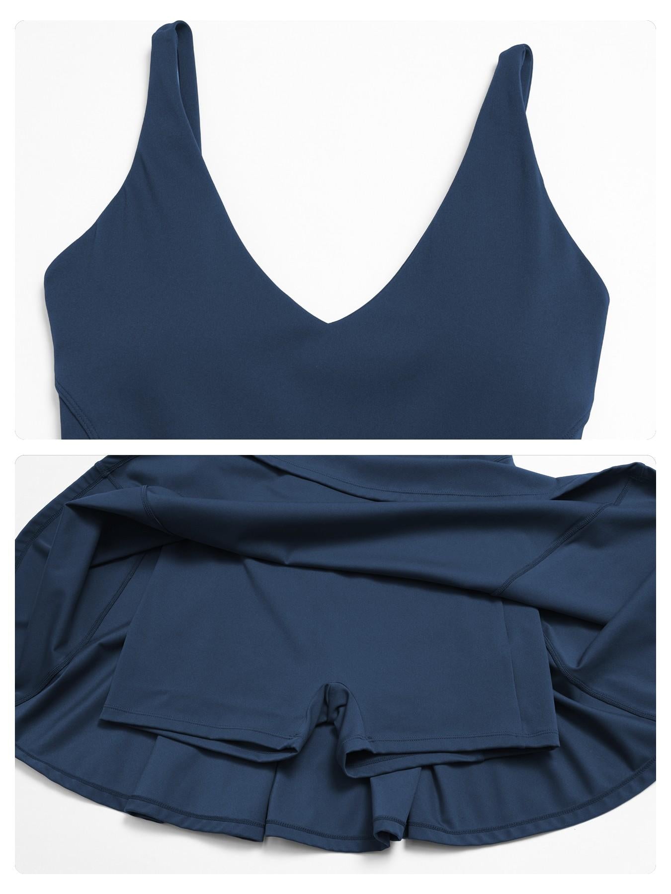 Yoga Sport Jumpsuit with Side Pockets, Anti-Exposure Quick-Dry Breathable Running Fitness Tennis Dress - image 17