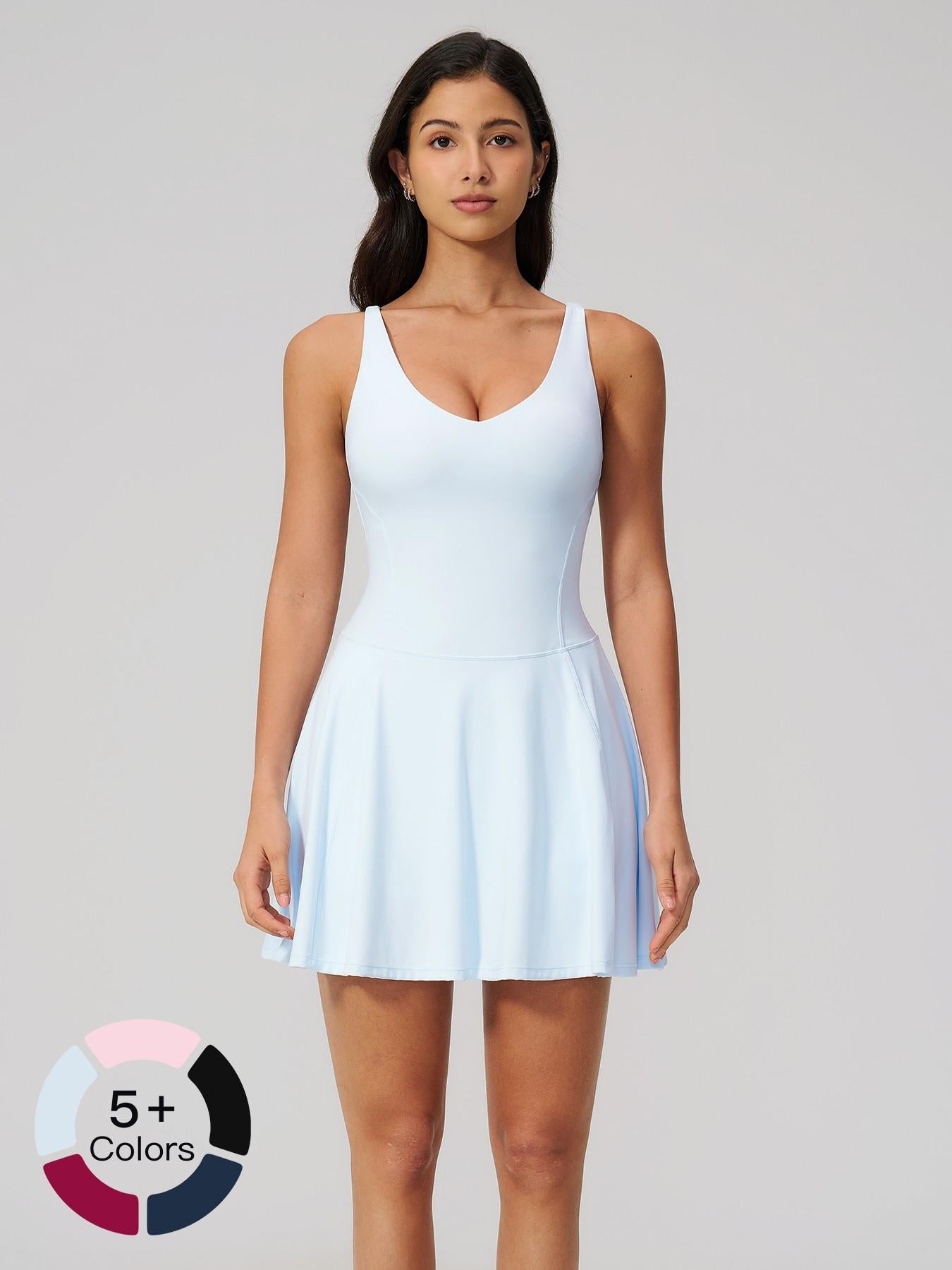 Yoga Sports Tennis Athletic Dress with Side Pockets, Anti-Exposure Quick-Dry Breathable Running… - image 18