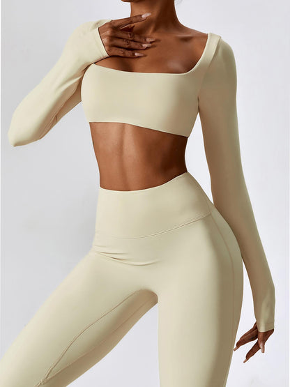 Women's Solid Square Neck Crop Top & High Waist Flare Leg Pants Tracksuit Set, Sporty Comfy… - image 16