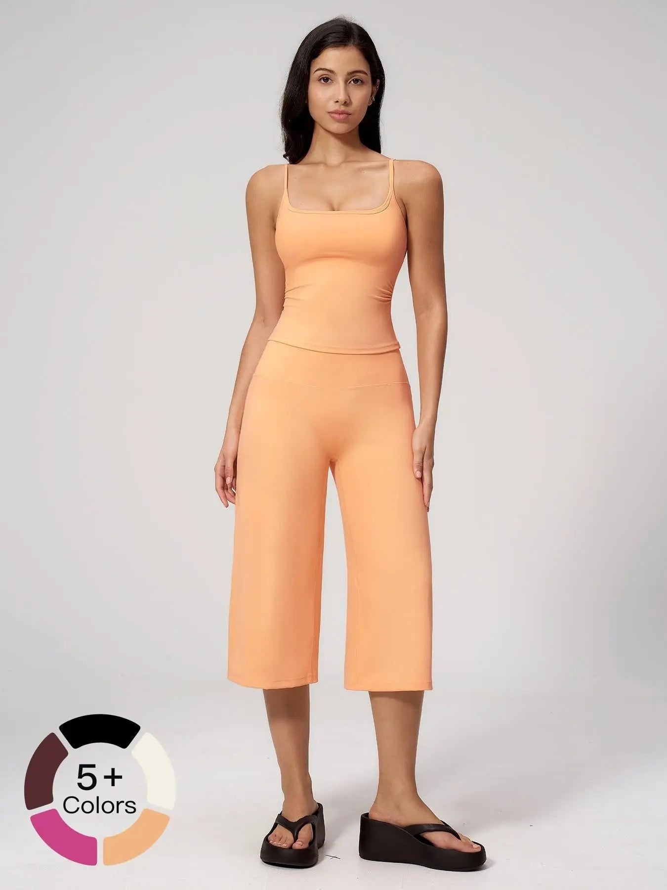 Yoga Tank Top High Waist Quick-Dry Casual Mid-Length Pants Running Outdoor Athletic Sportswear Yoga… - image 5