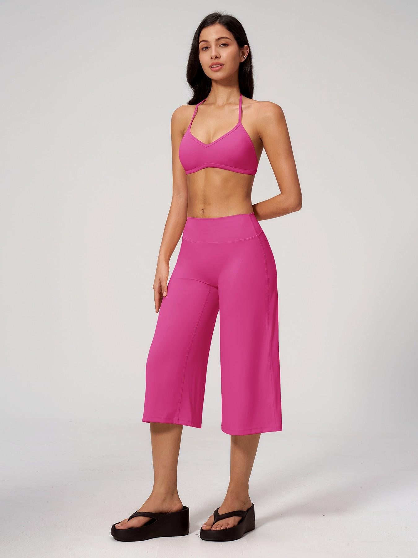 Women's Yoga Set, High-End Shock Absorption Sport Bra & Quick-Dry High-Waist Capri Pants - image 15