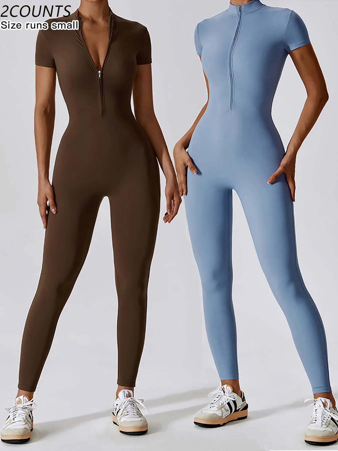 Women's Quick Dry Zipper Jumpsuit for Yoga and Gym Workout