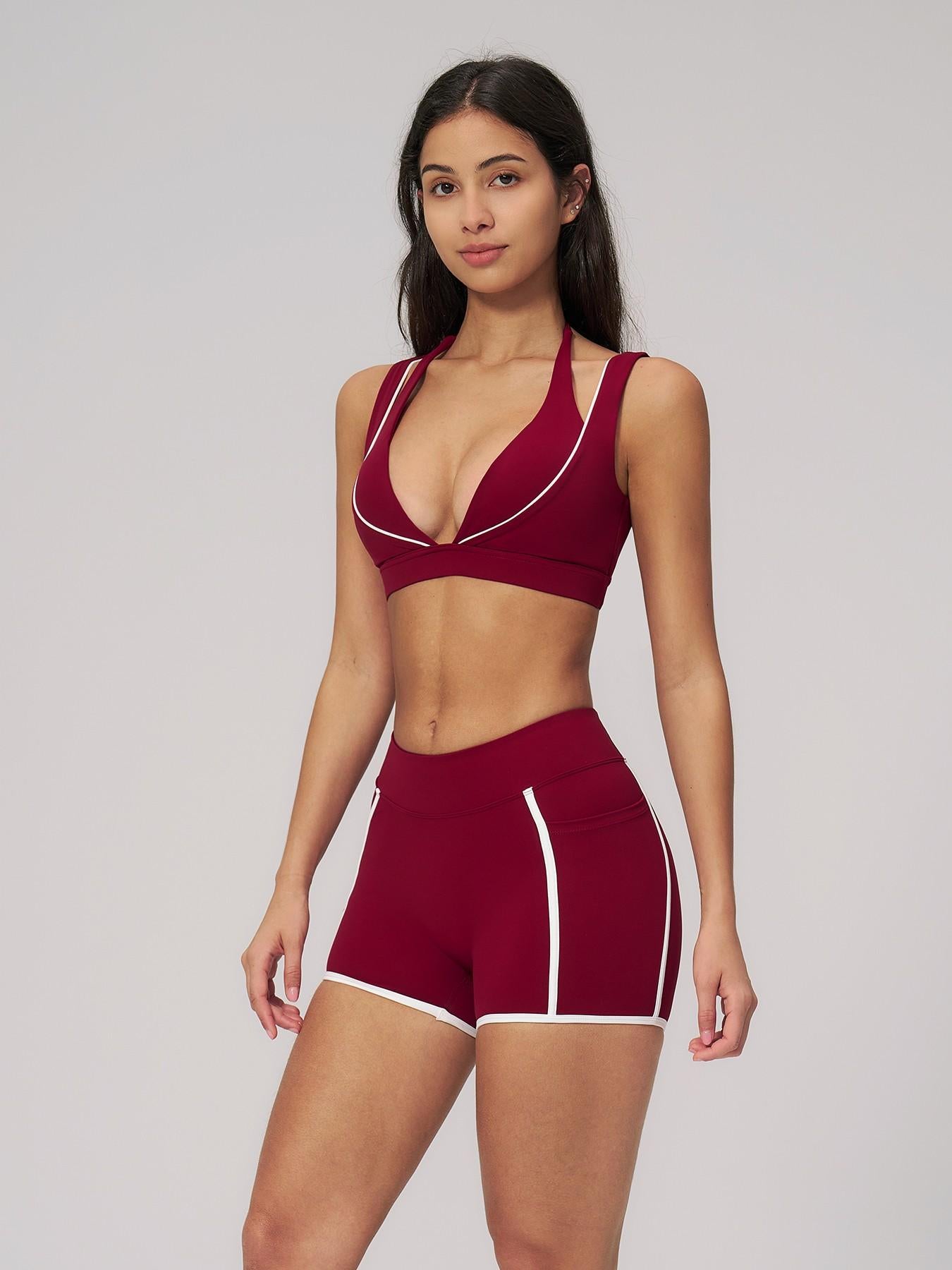 Women's Bare-Look Colorblock Yoga Set, Slimming Fitness Workout Clothes - image 14