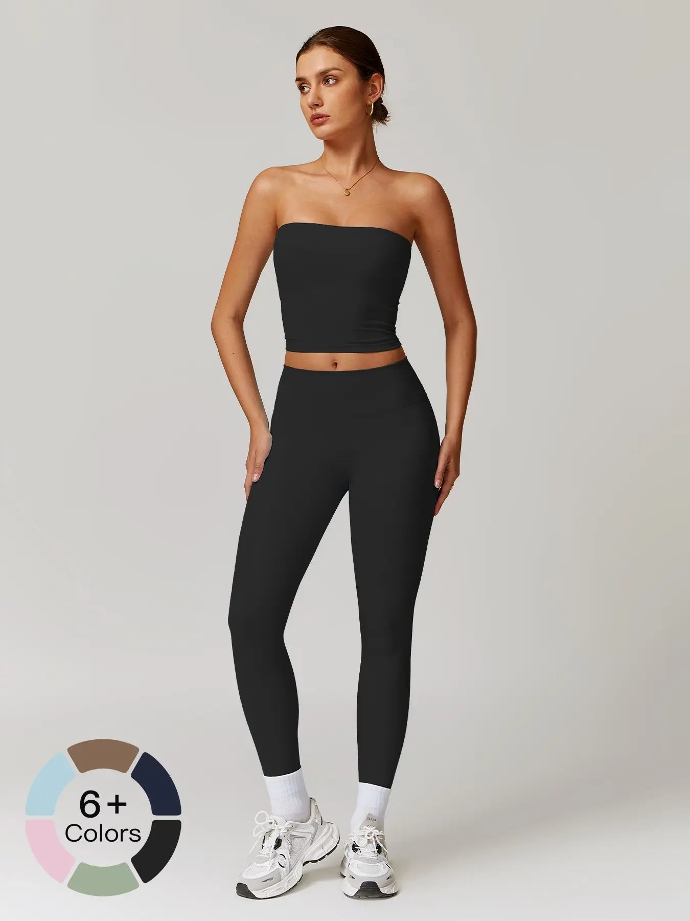 Autumn Winter Fleece Back Yoga Set, High Waist Tight Fit Long Sleeve Workout Clothes - image 4