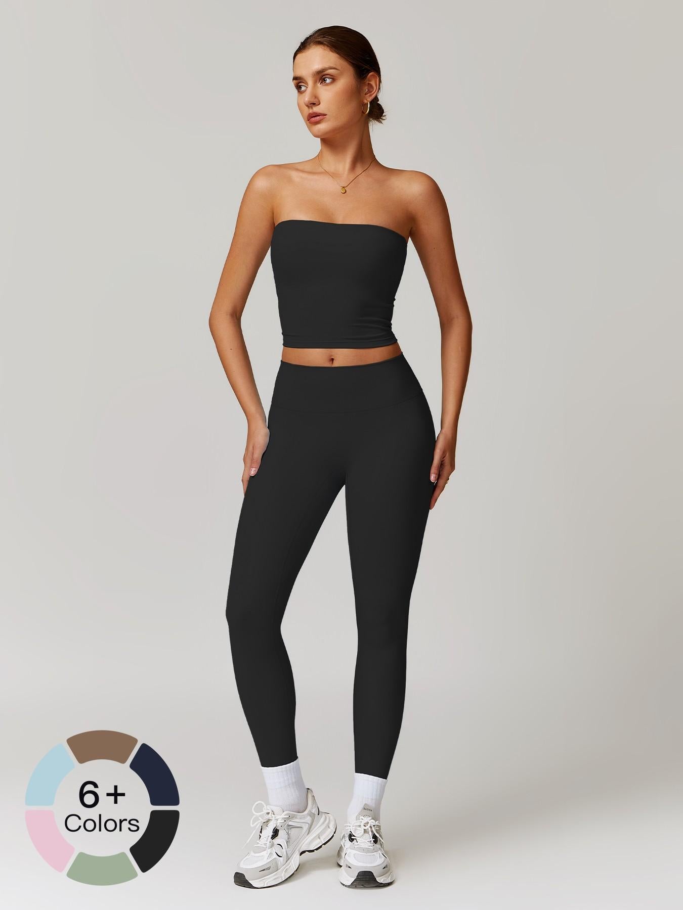 Autumn Winter Fleece Back Yoga Set, High Waist Tight Fit Long Sleeve Workout Clothes - image 18