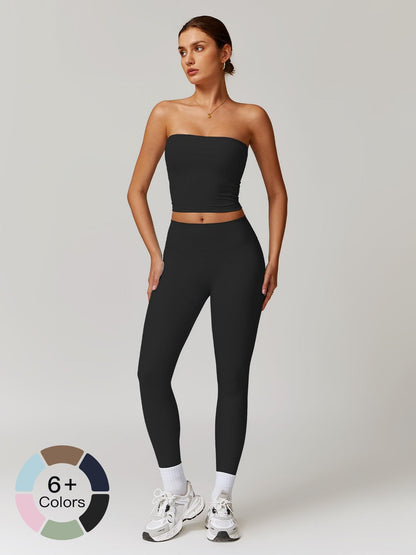 Autumn Winter Fleece Back Yoga Set, High Waist Tight Fit Long Sleeve Workout Clothes - image 18