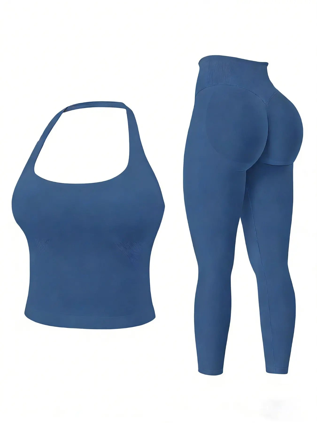 Two-Piece Set Women's Solid Seamless Crop Tank Top & High Waist Leggings Tracksuit Set…