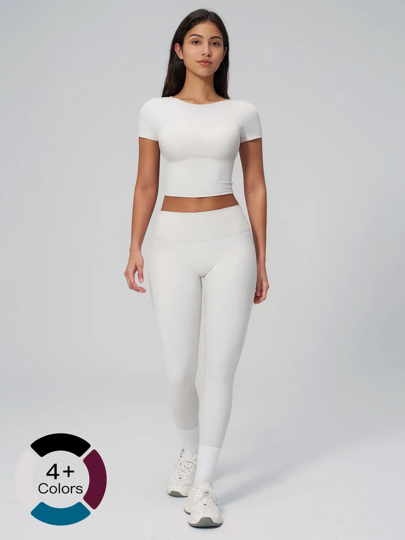 Creamy Soft Quick-Dry T-Shirt Set, High-Waisted Fitness