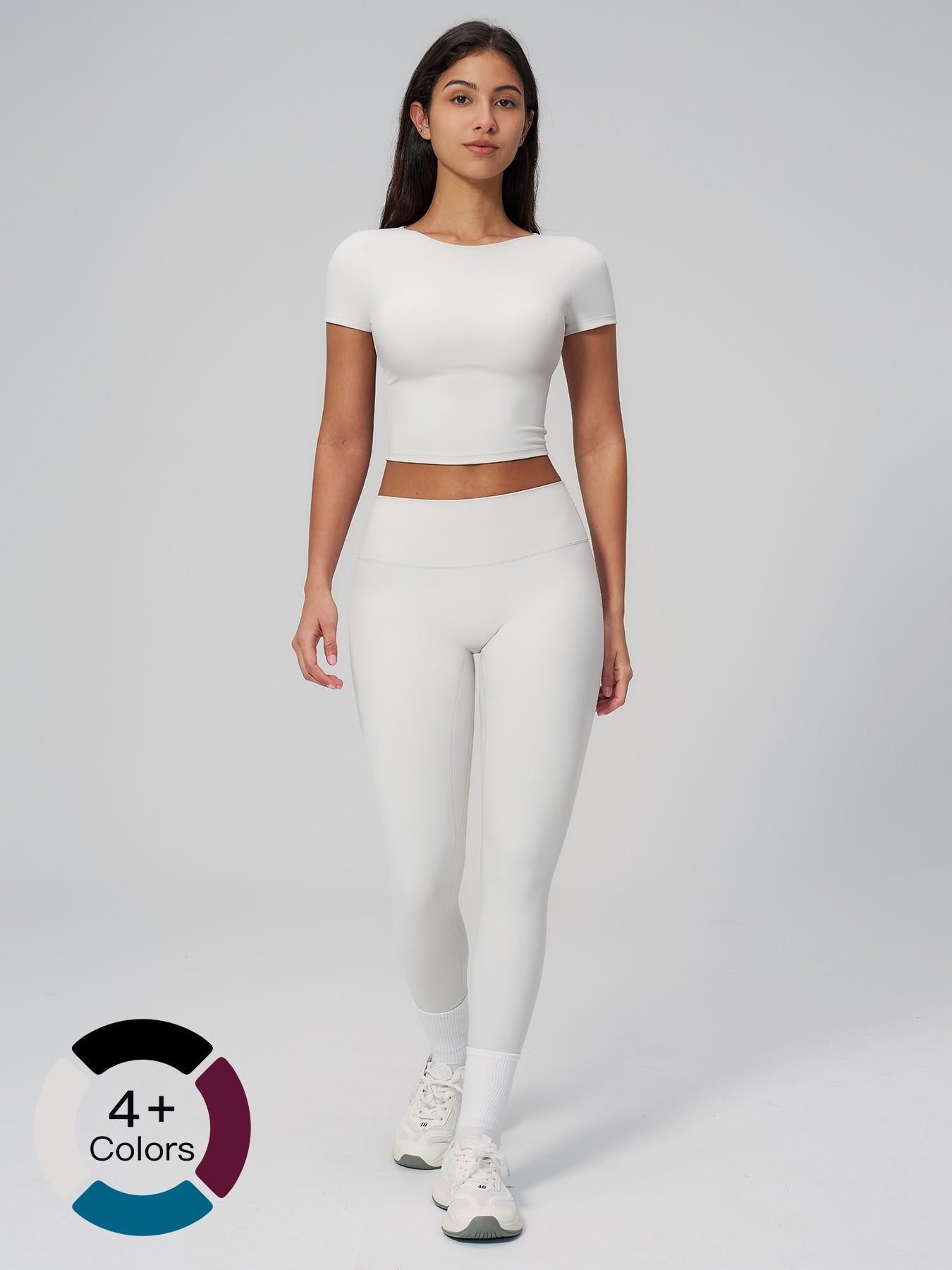 Creamy Soft Quick-Dry T-Shirt Set, High-Waisted Fitness - image 20