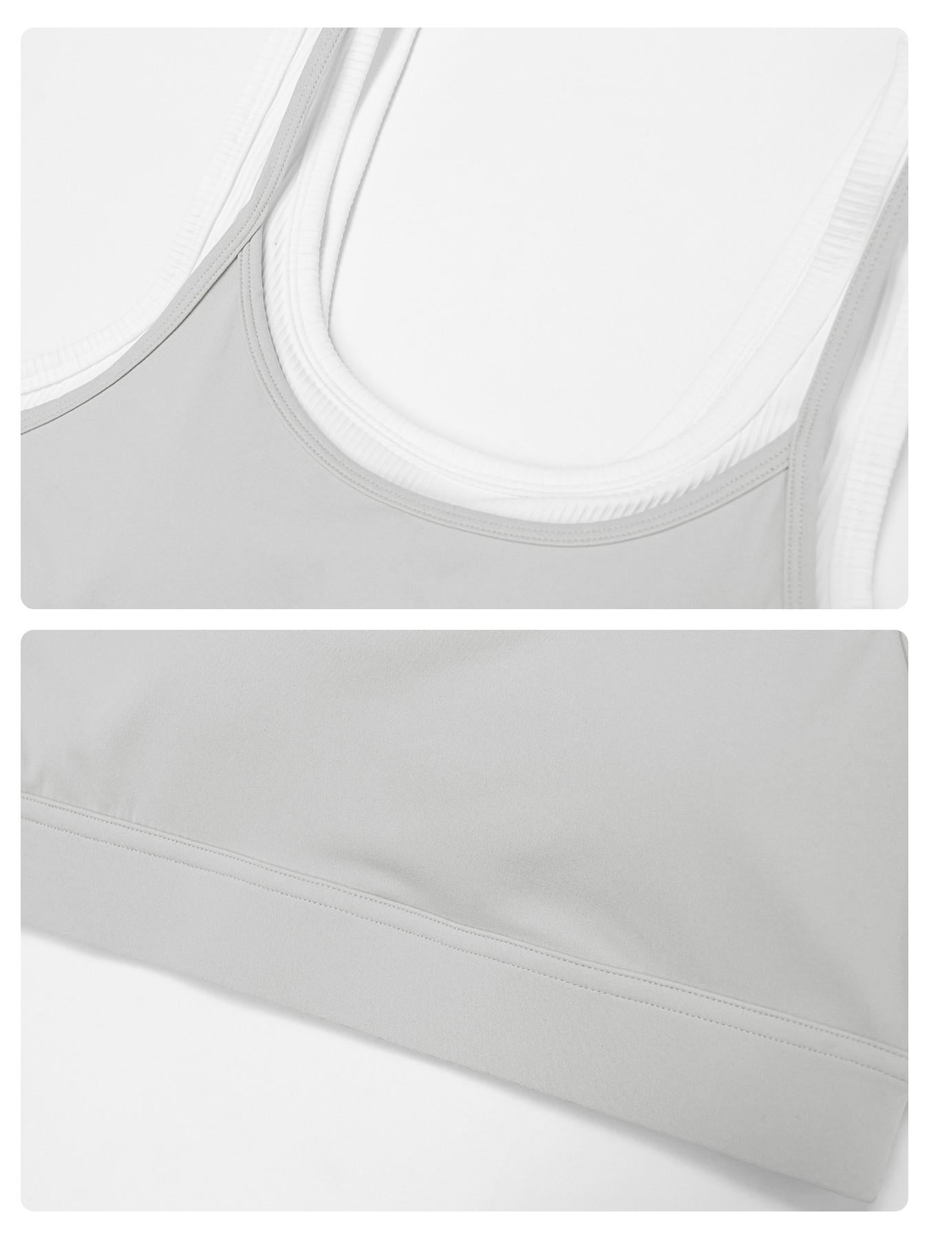 Cross-Border Nude Feel Fake Two-Piece Sports Bra, Ribbed Colorblock Yoga Bra - image 13