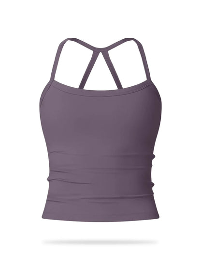 Women's Solid Backless Sports Cami Top, Quick Drying Breathable Sports Cami Top