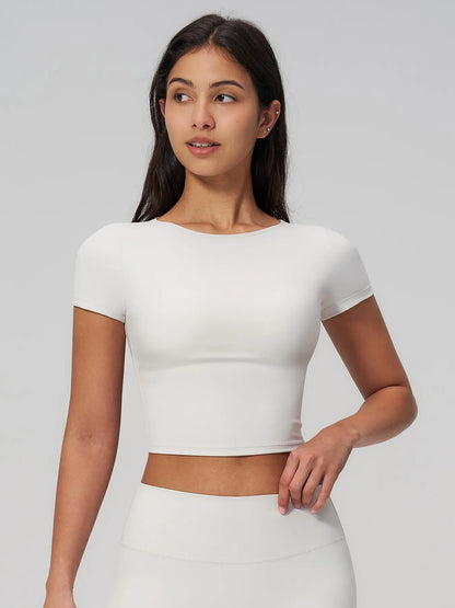 Creamy Soft Fleece Yoga for Women, Slim Fit Short Sleeve Top