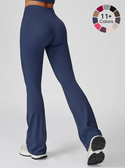 High Waist Yoga Pants, Fitted Wide Leg Bell Bottoms
