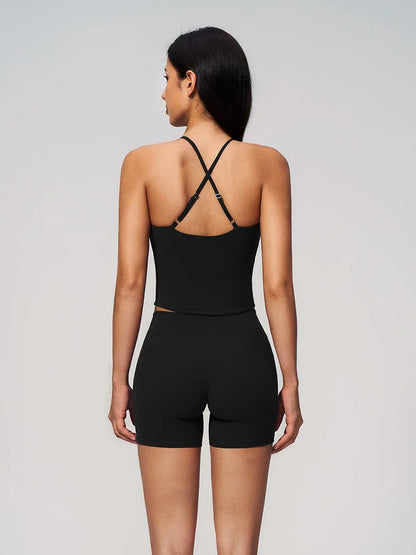 European and American Style Yoga Set for Women, Cross Back High Waist Slimming Running Fitness Sports… - image 7