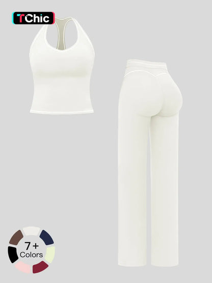 Women's Yoga Set with Dual Shoulder Straps, High-End Feel Sportswear