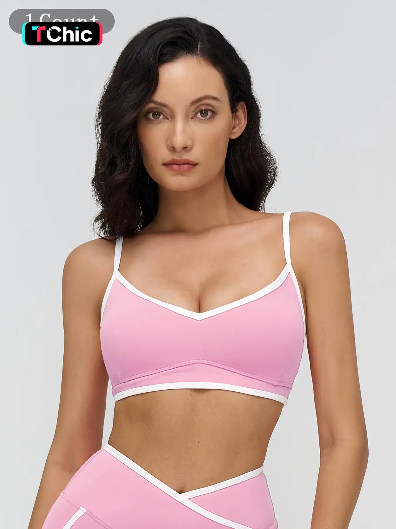 Women's Colorblock Yoga Bralette, Dual Shoulder Straps Design