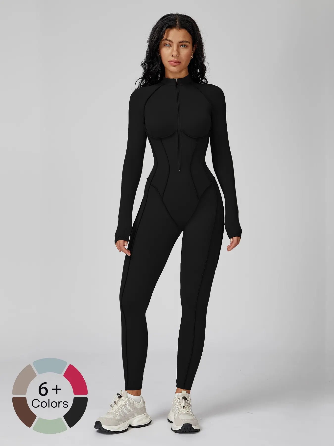 Women's High-Intensity Yoga Workout, Colorblock Stand Collar Romper - image 4