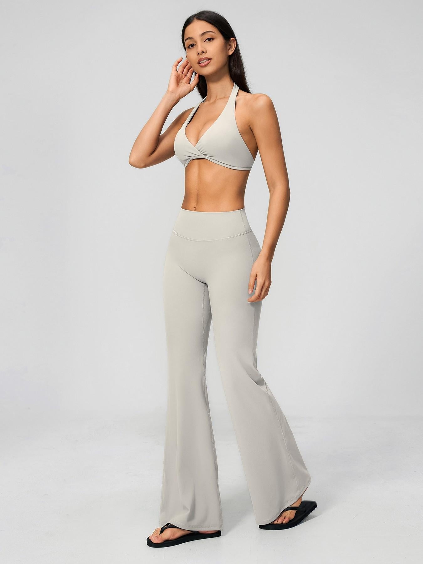 Fleece Yoga Set, Deep V Backless Waist Cinch Tight Butt Lift Fitness Running Sports Set - image 14