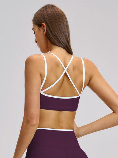 Colorblock Skin-Touch Sports Bra, Quick-Dry Tight-Fitting Cross-Back Sport Tank Top - image 10