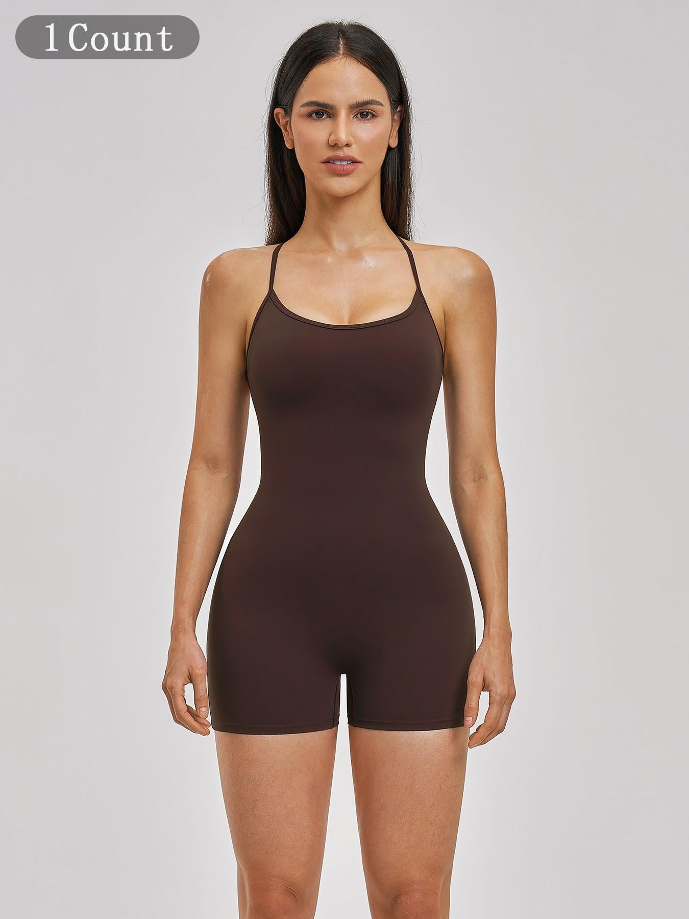 European and American Style Two-Piece Colorblock Halter Sports Jumpsuit, One-Piece Yoga - image 19