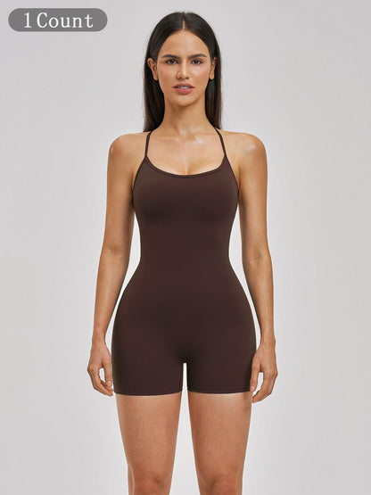 European and American Style Two-Piece Colorblock Halter Sports Jumpsuit, One-Piece Yoga - image 19