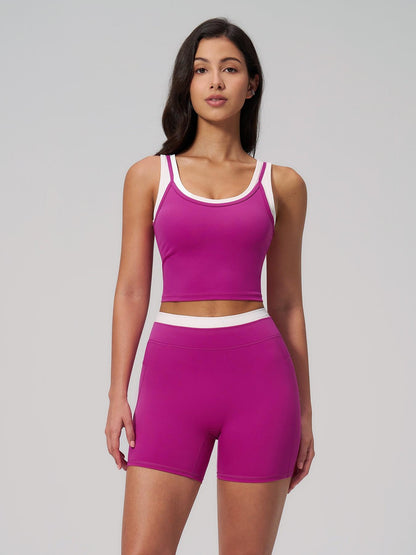 Women's Two-Piece Versatile Colorblock Yoga Set, High-Waisted Ribbed Casual Sportswear for Gym - image 15