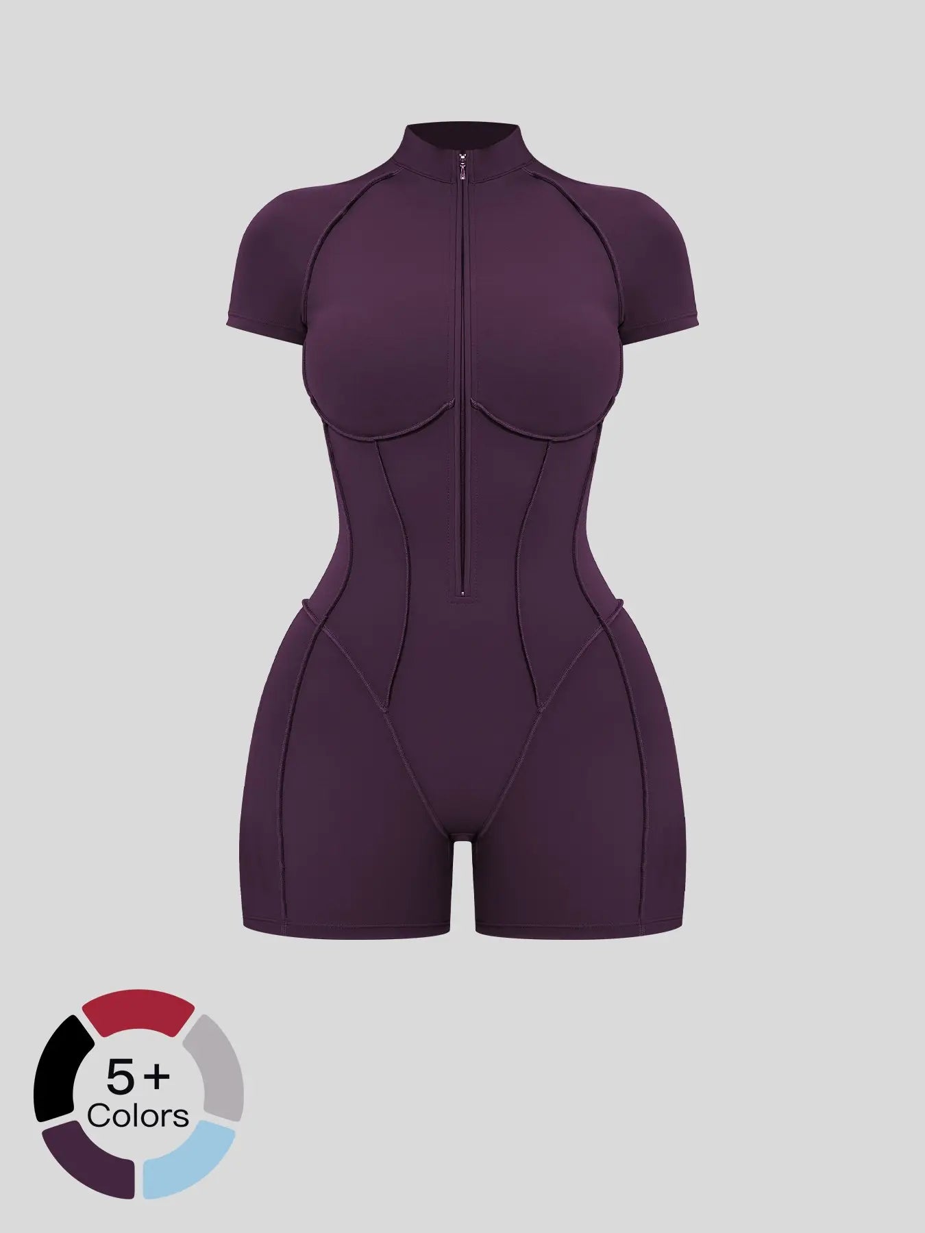 European and American Cross-Border Fitness One-Piece, Stand Collar Zipper