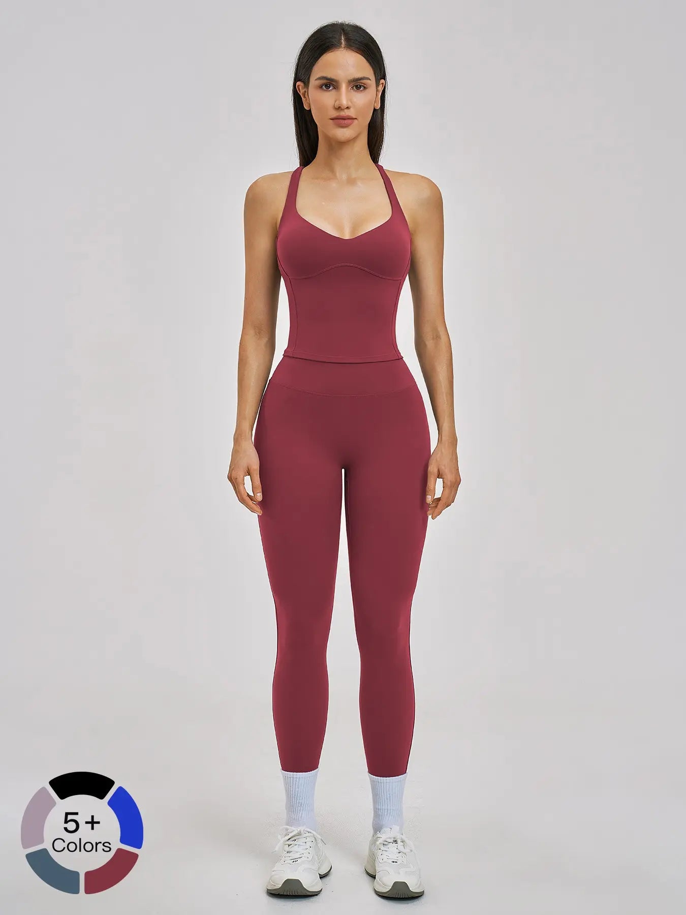 Spring Summer Fleece Sports Set, Cross Back High-End Fitness - image 4