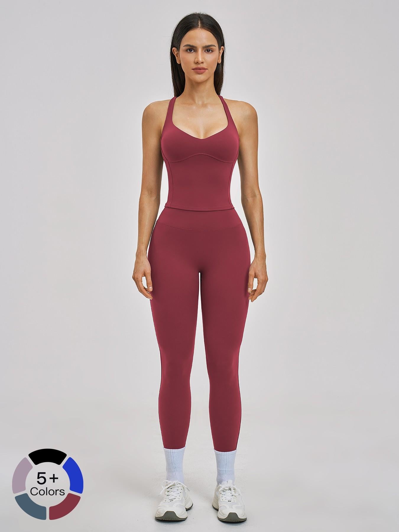 Spring Summer Fleece Sports Set, Cross Back High-End Fitness - image 21