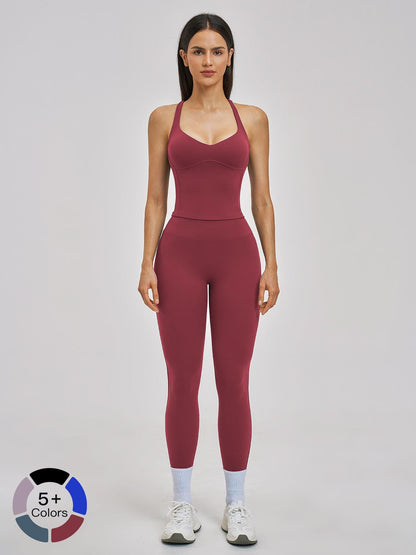 Spring Summer Fleece Sports Set, Cross Back High-End Fitness - image 21