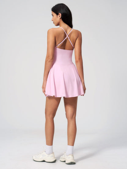 Women's Square Neck Hollow Out Back Yoga Dress, Yoga Athletic Dress - image 13