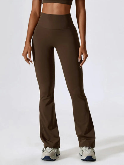 Women's Solid High-Waisted Flared-Leg Tummy Control Sports Leggings, Yoga Athletic Bottoms - image 9